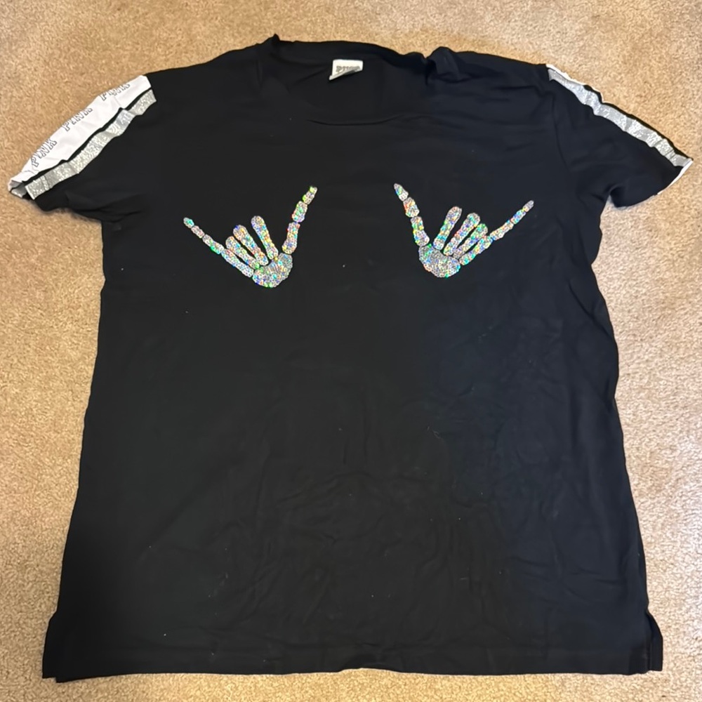 Black T-Shirt with Graphic Hand Design